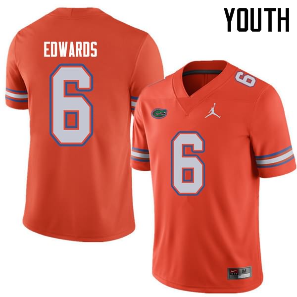 Youth NCAA Florida Gators Brian Edwards #6 Stitched Authentic Jordan Brand Orange College Football Jersey IYJ7665TT